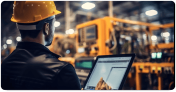 Facility manager fixing an asset on a tablet